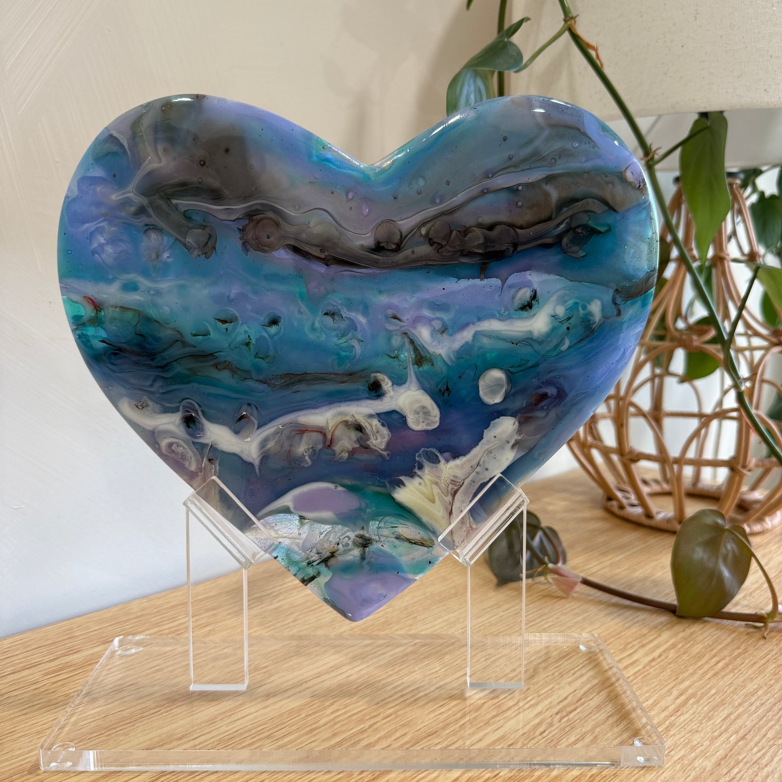 Oceanic Glass Heart Sculpture