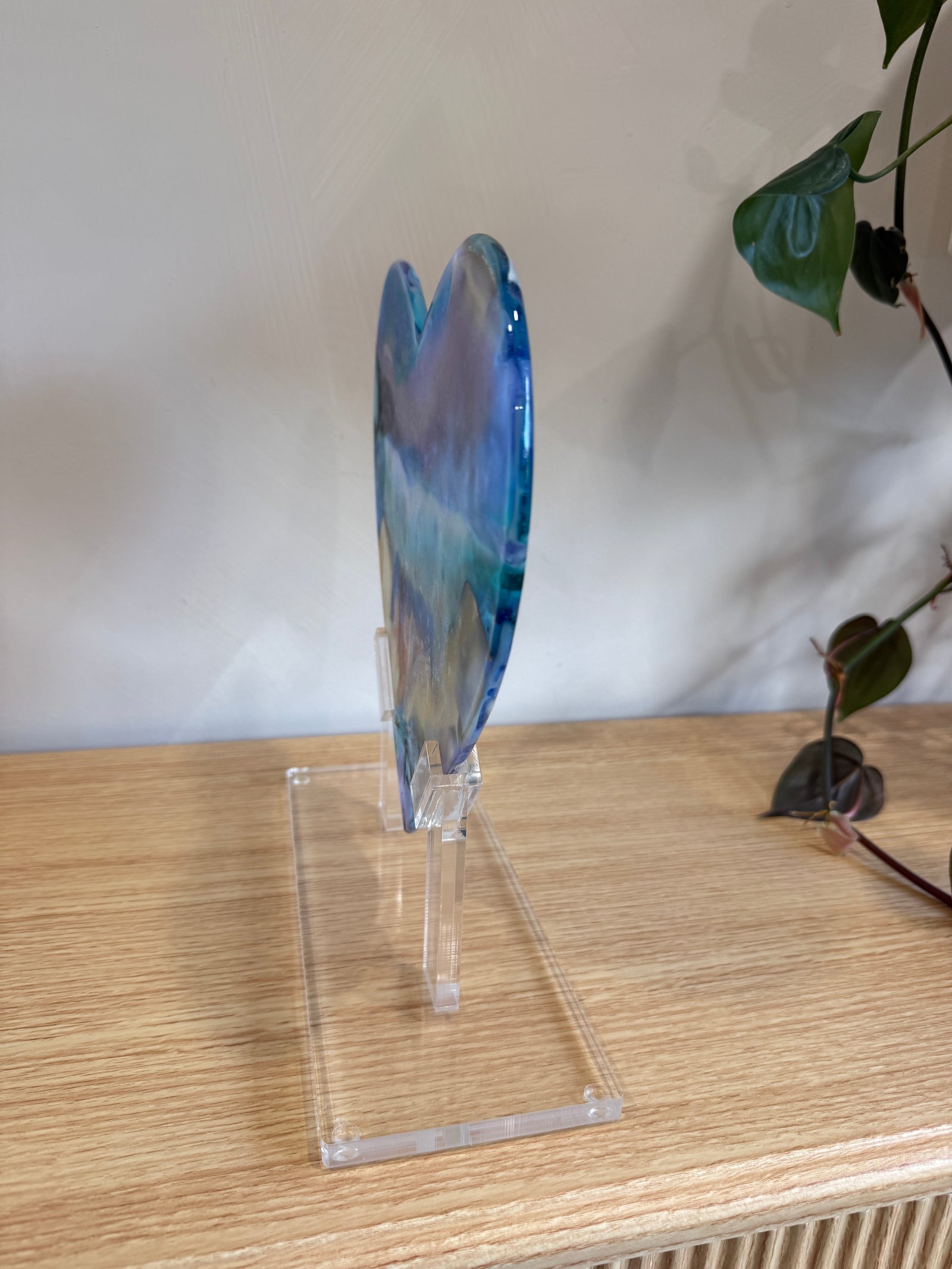 Oceanic Glass Heart Sculpture