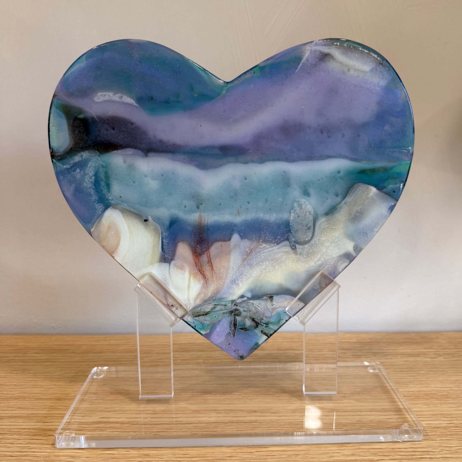 Oceanic Glass Heart Sculpture