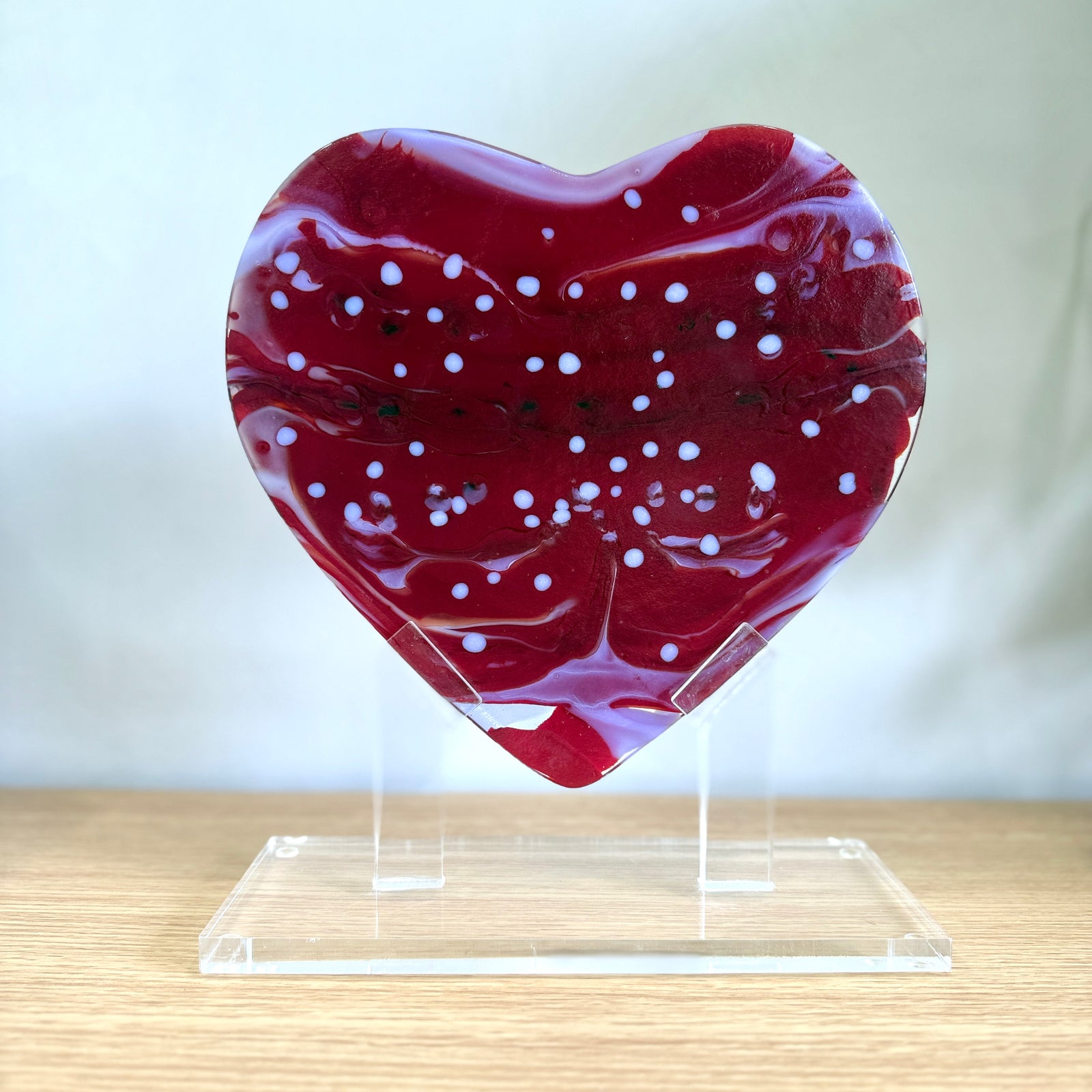 Red Glass Heart Sculpture