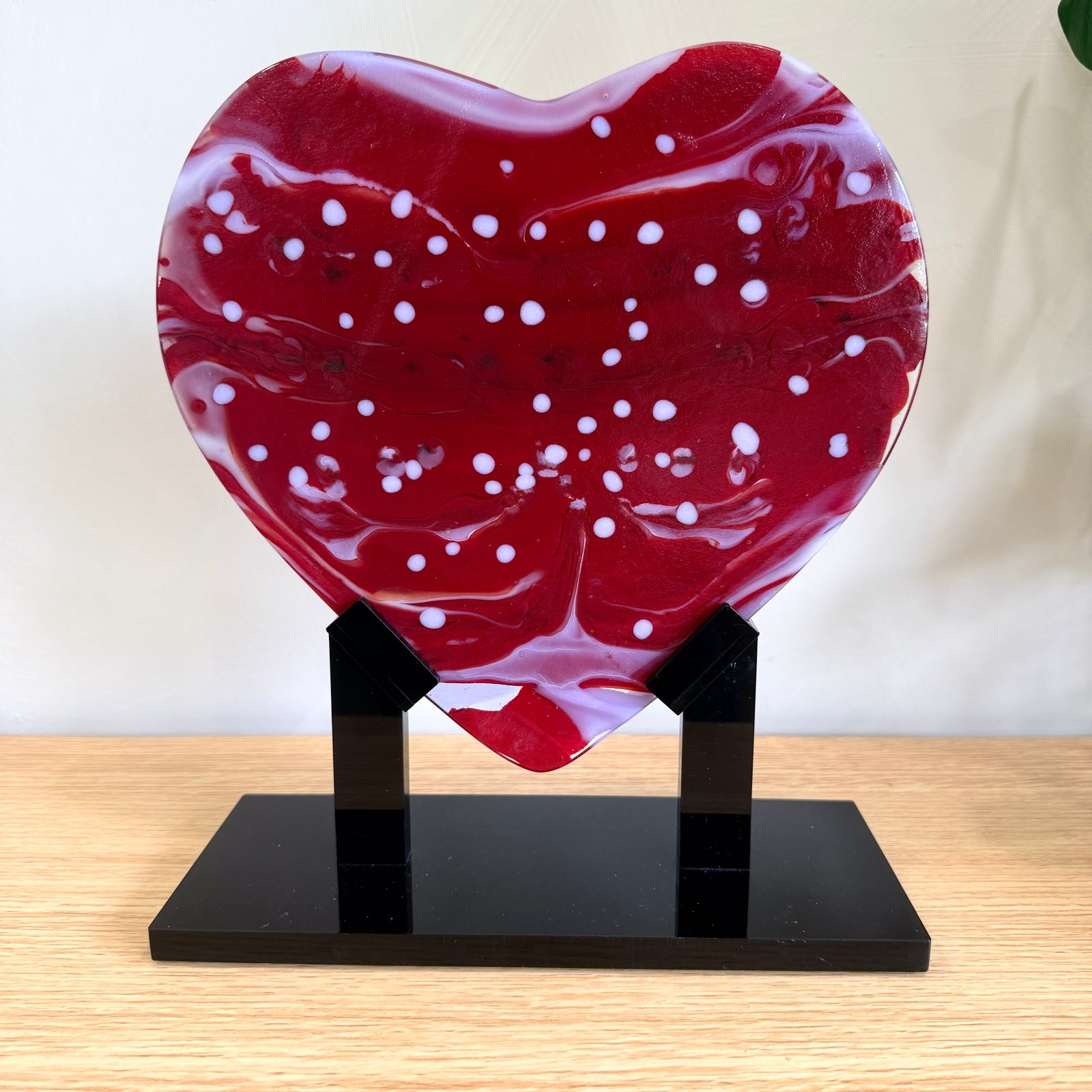 Red Glass Heart Sculpture