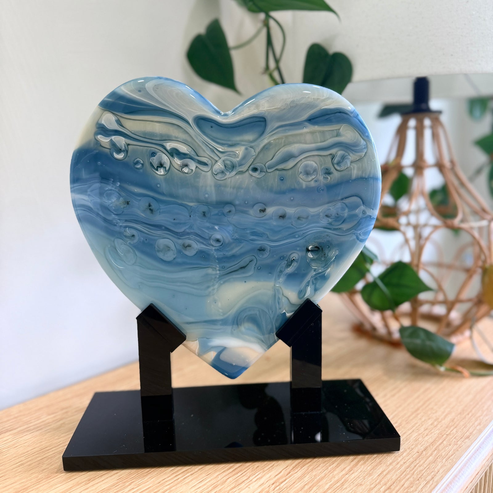 Periwinkle Glass Heart Sculpture