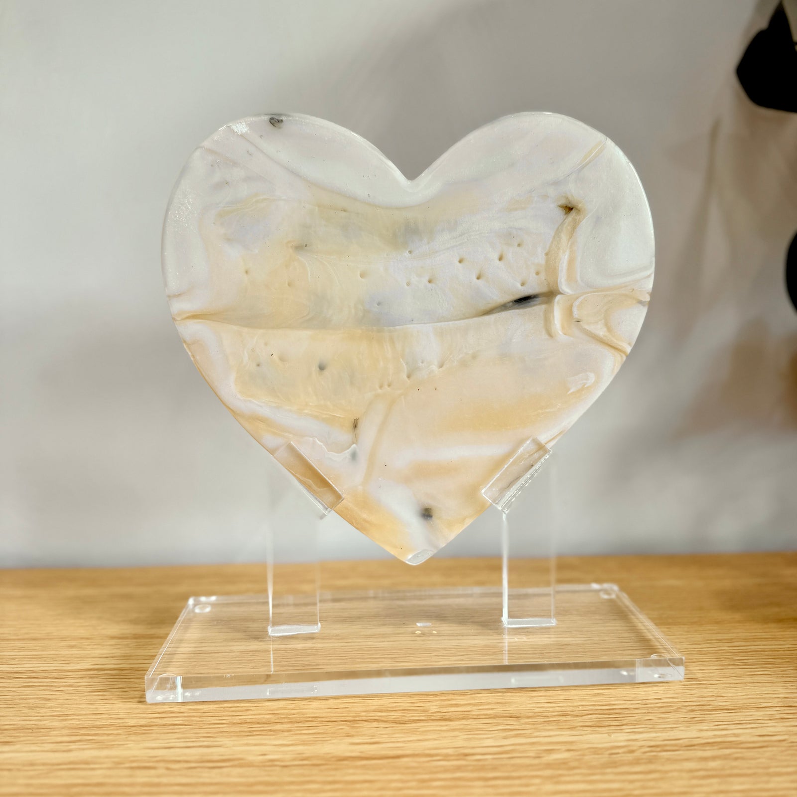 Neutral Glass Heart Sculpture