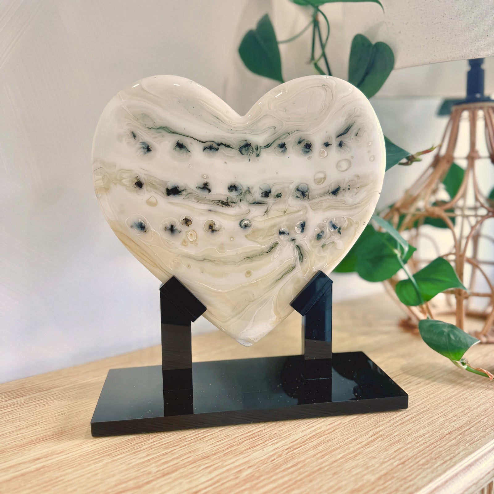 Neutral Glass Heart Sculpture