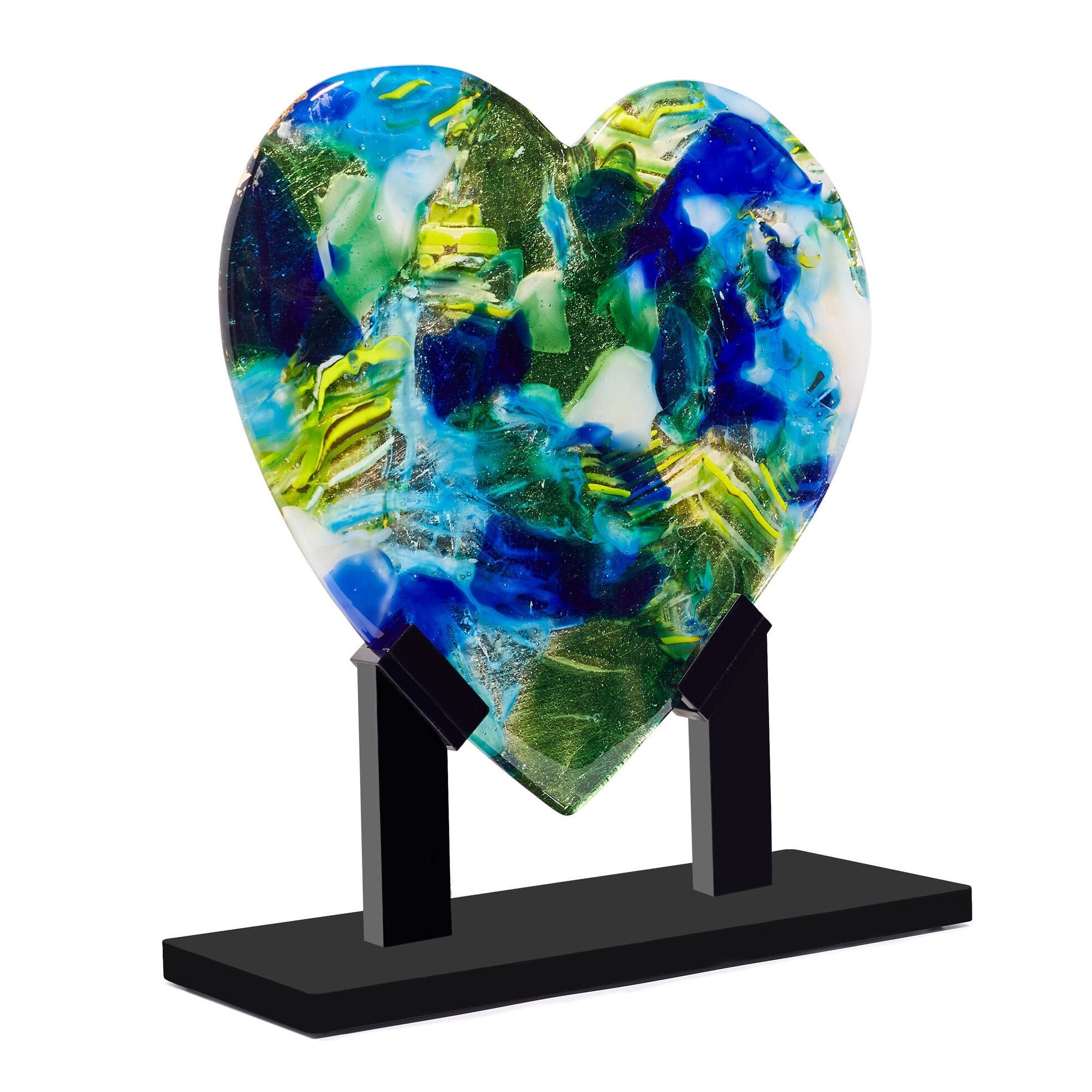Large Blue Green Heart Sculpture #11