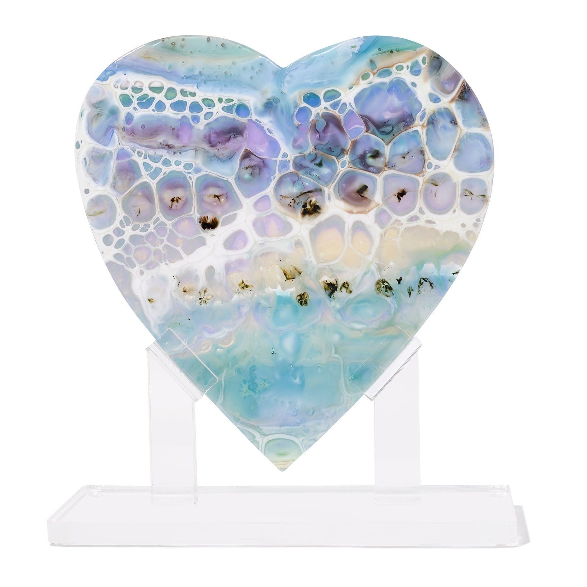 Pastel Ocean Heart Sculpture, Large #18