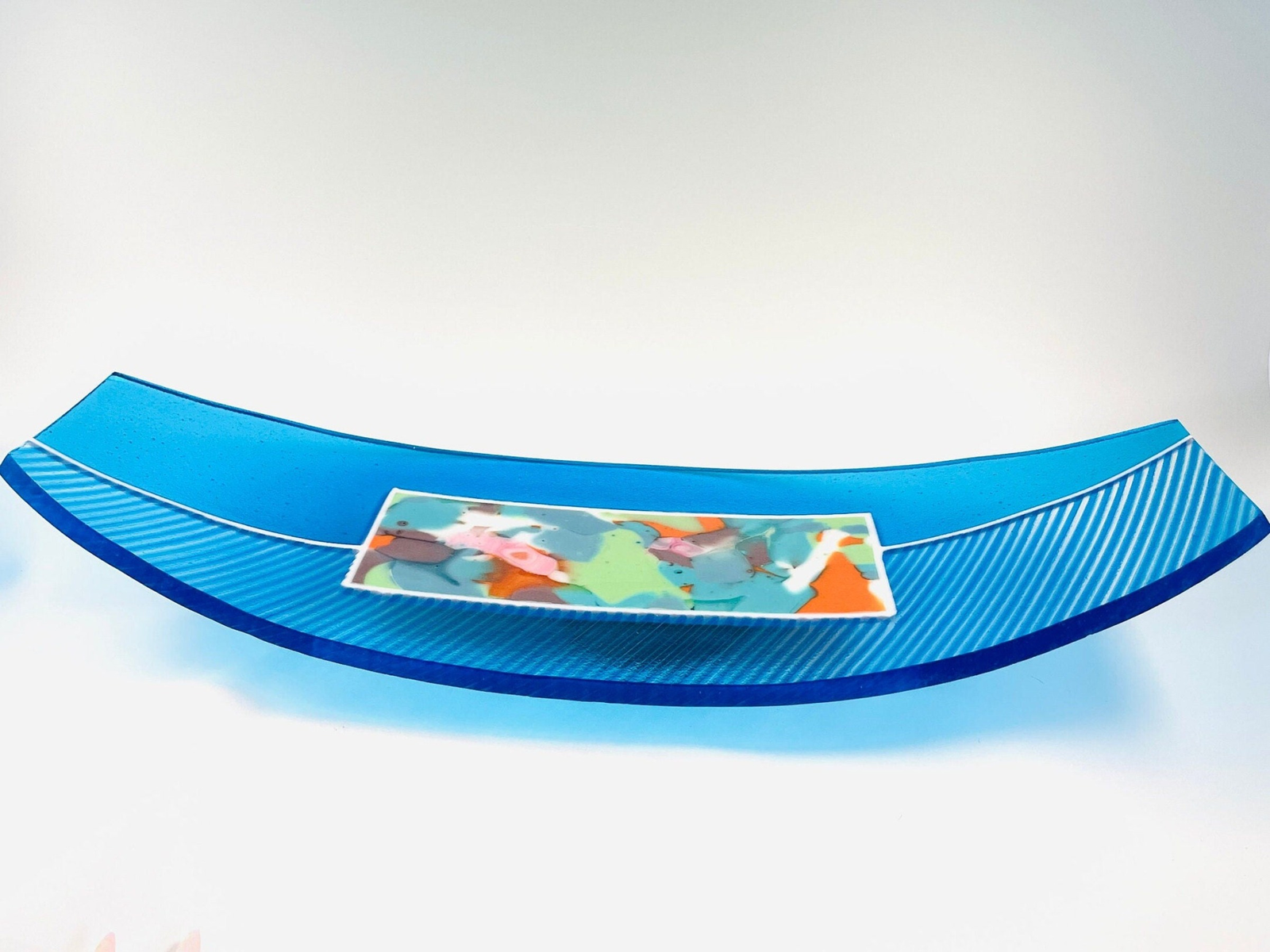 Aqua Blue Boat Tray - Side View