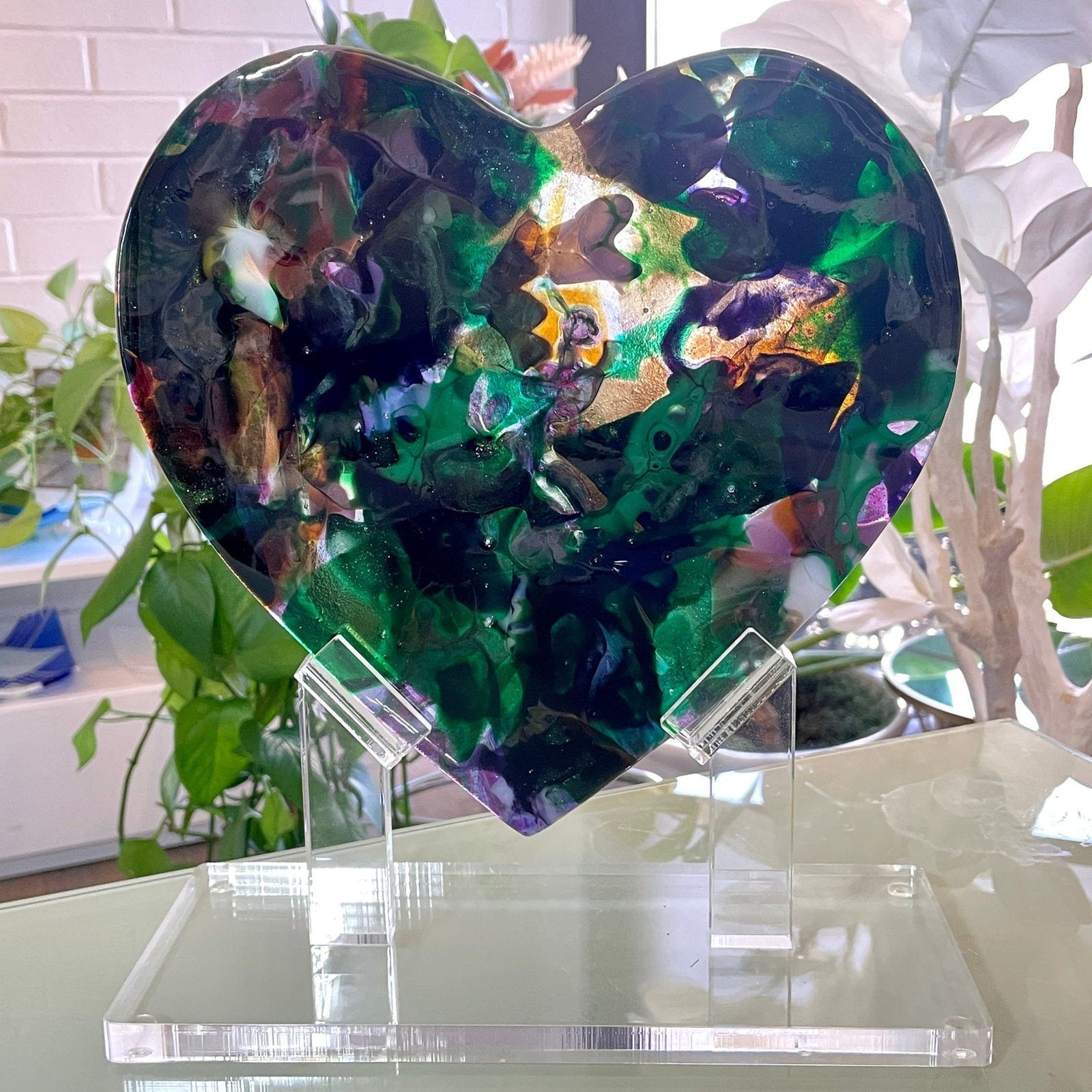 Autumn Forest Heart Sculpture - Close view