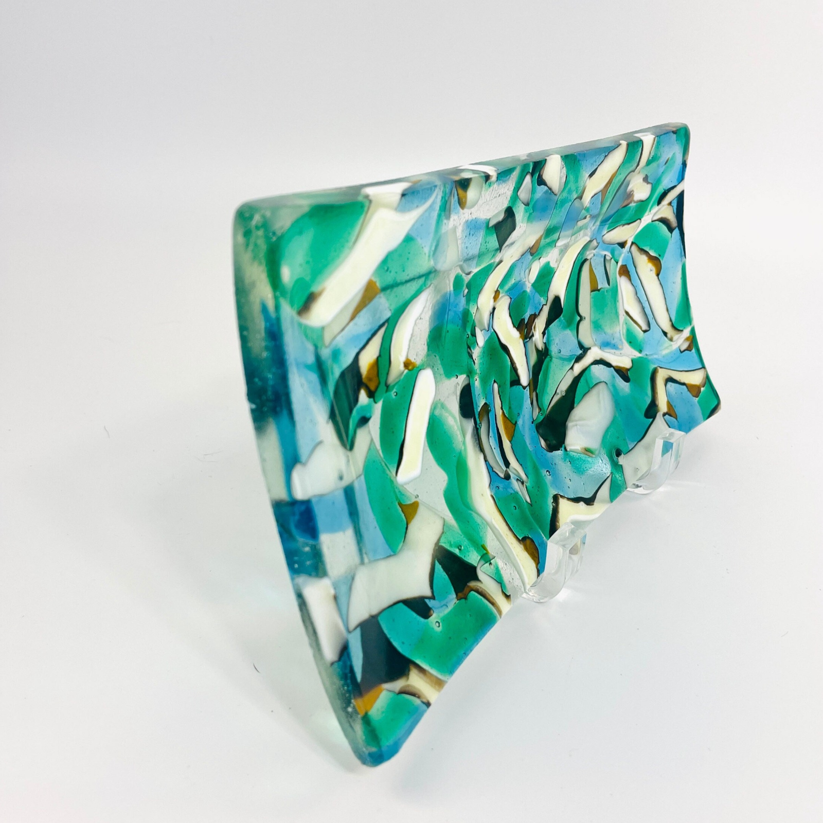Turquoise Incense holder - Glass Art