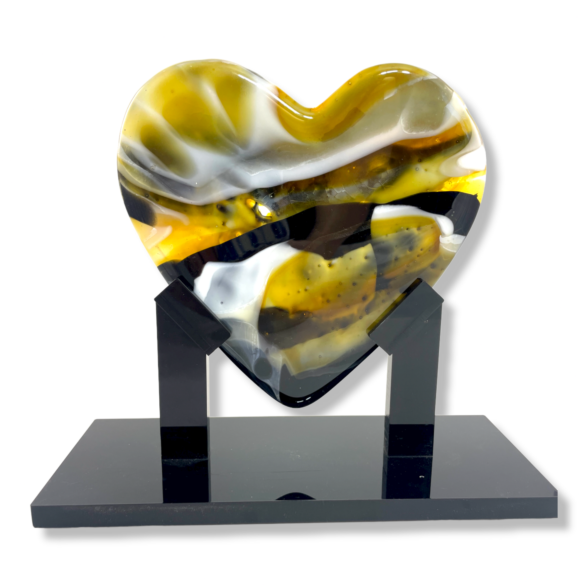 Celestial Gold Glass Heart Sculpture