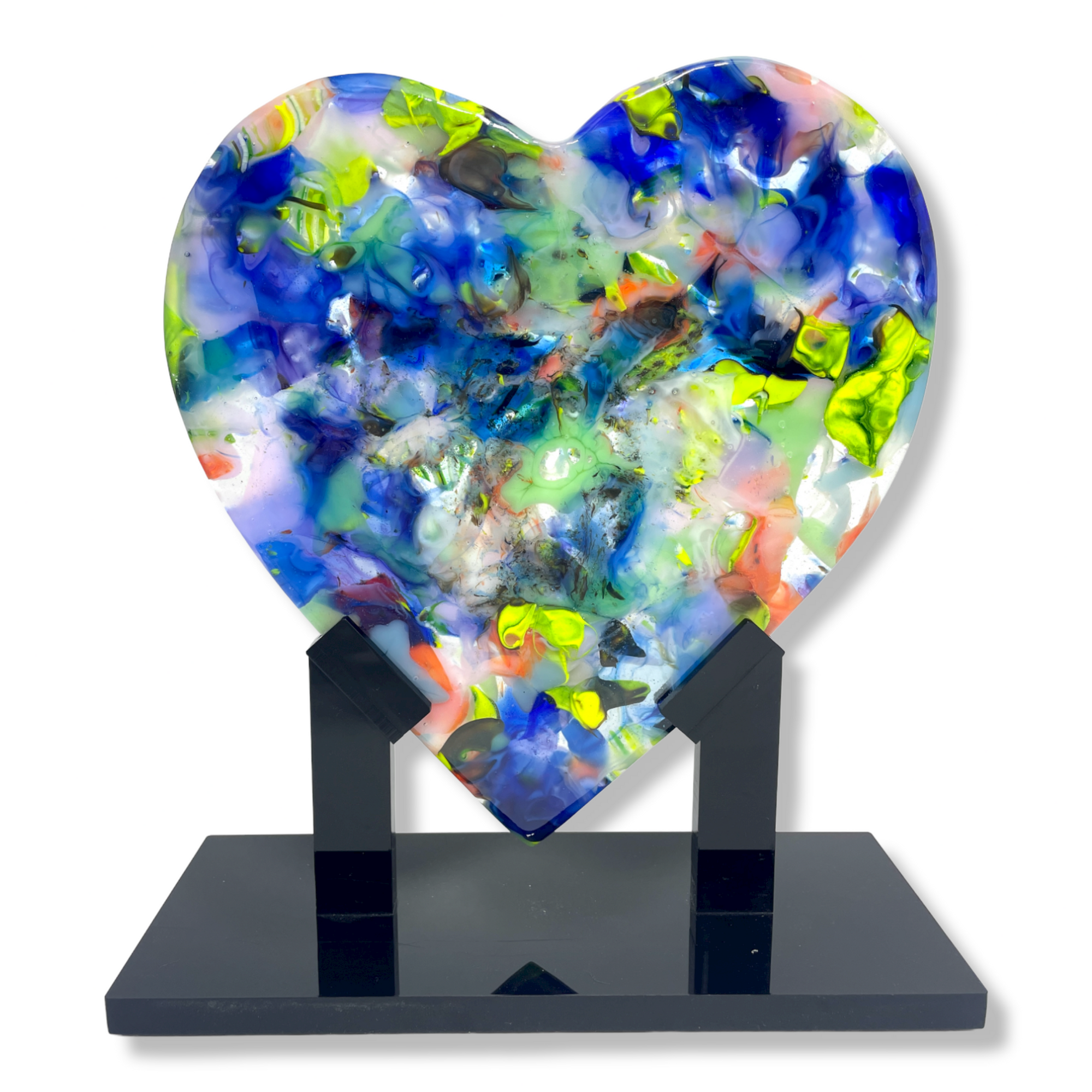 Neon Garden Glass Heart Sculpture