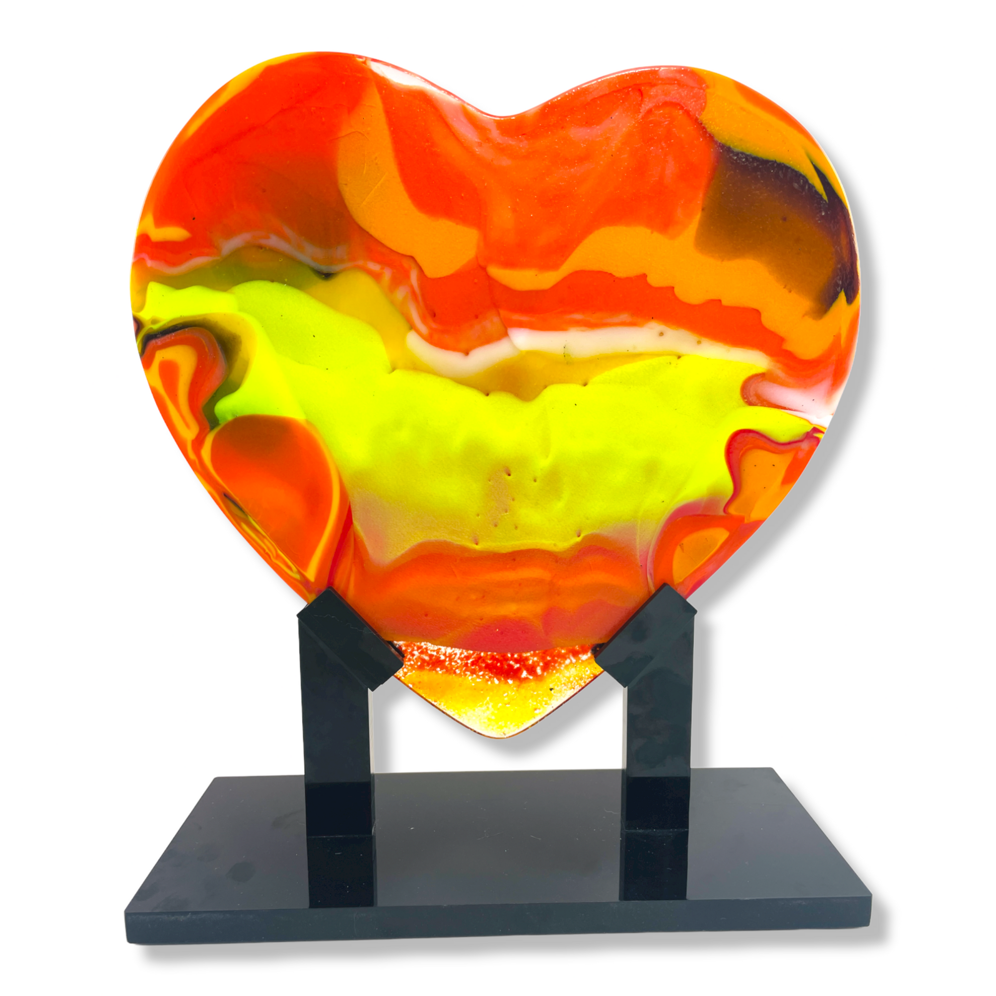 Mars in Retorgrade Glass Heart Sculpture