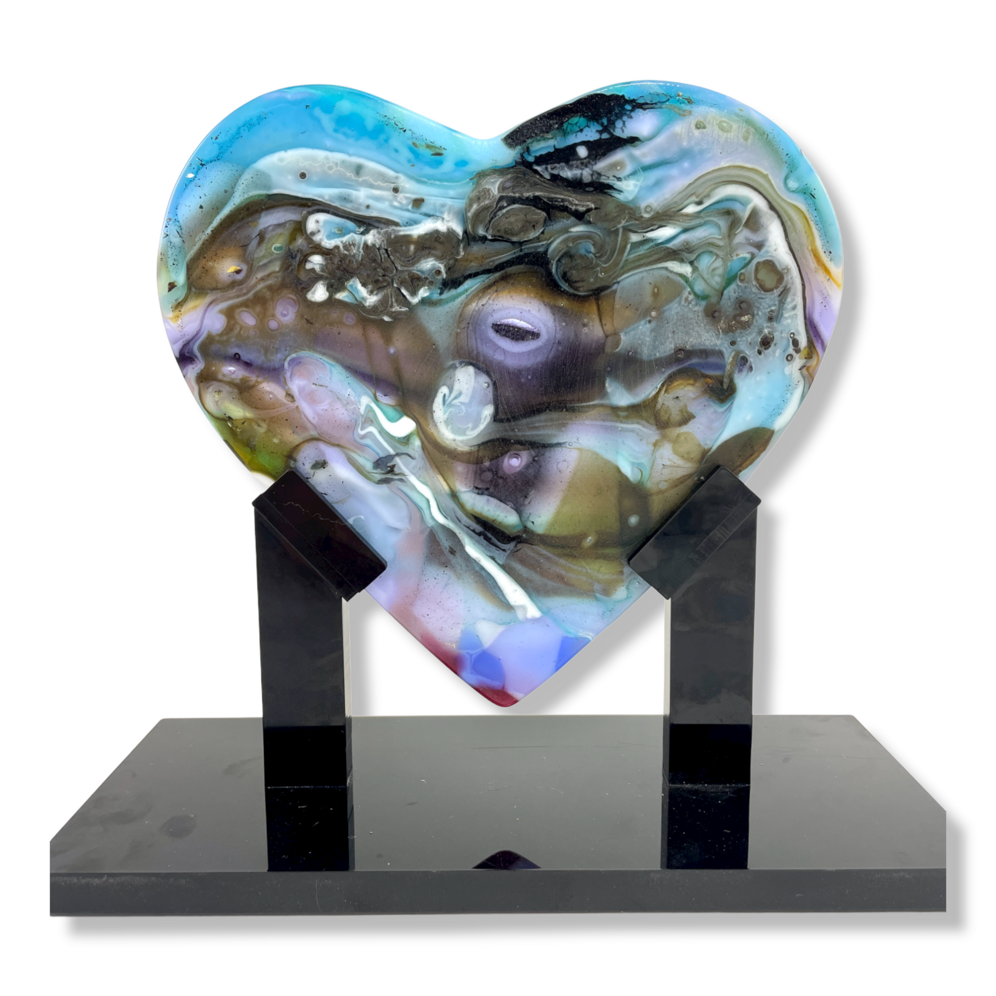 Arctic Skies Glass Heart Sculpture