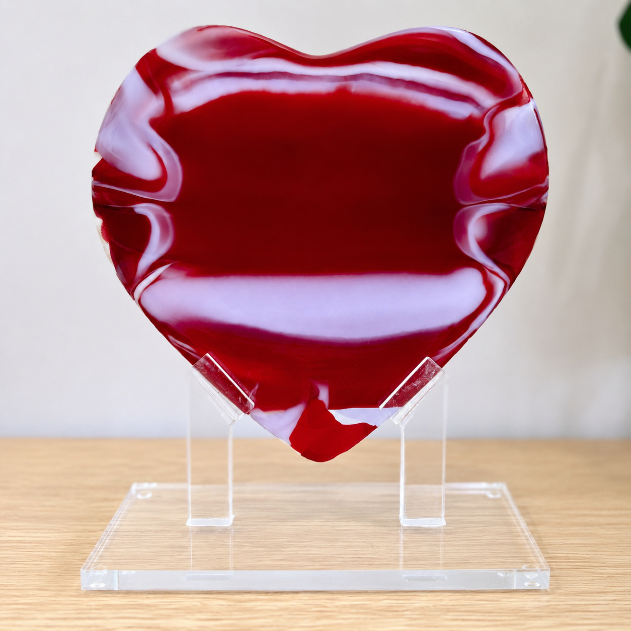 Red Glass Heart Sculpture