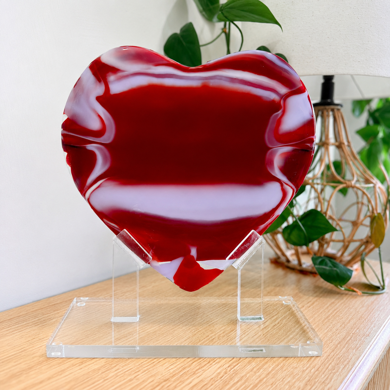 Red Glass Heart Sculpture