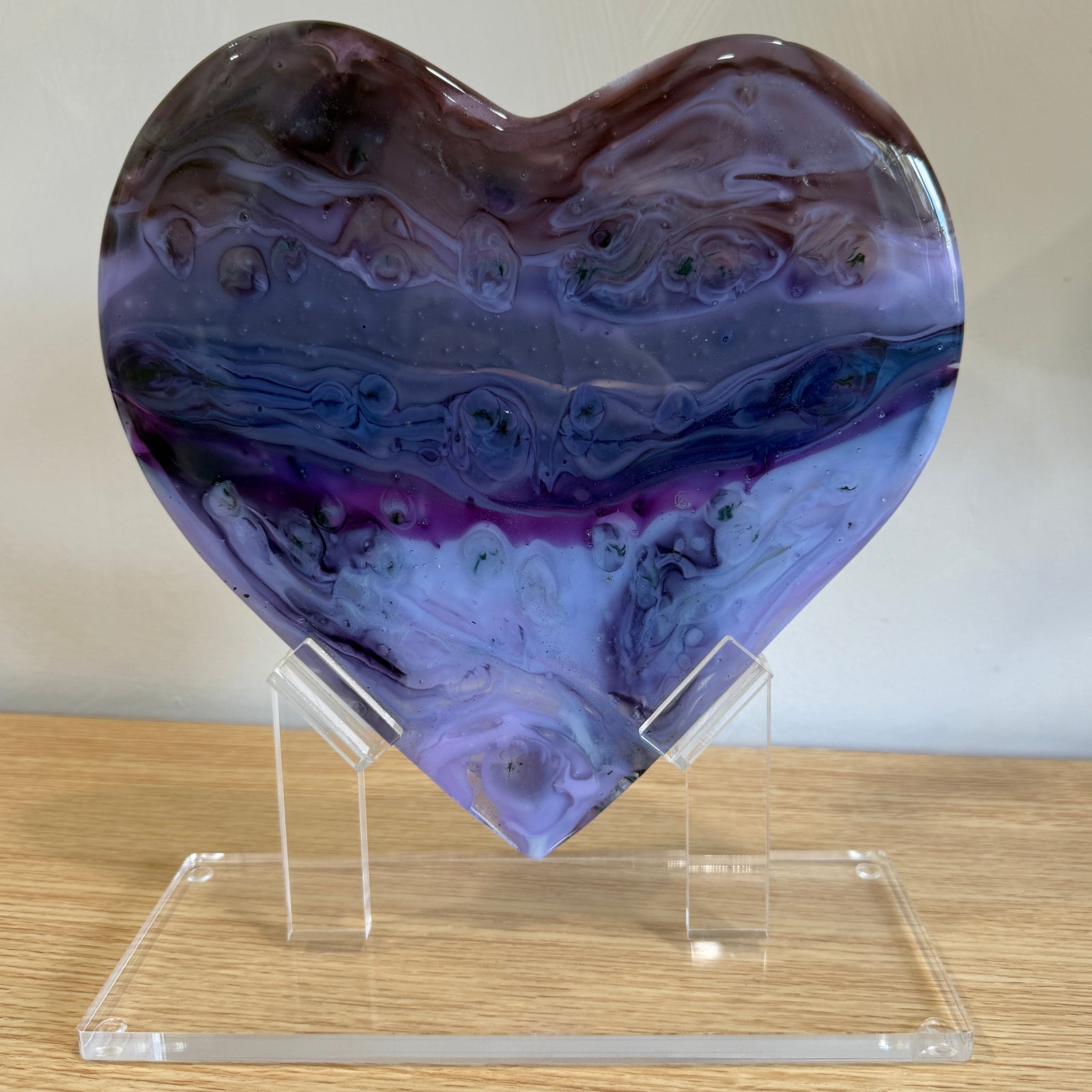 Purple Glass Heart Sculpture