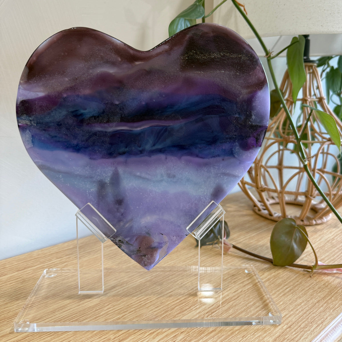 Purple Glass Heart Sculpture