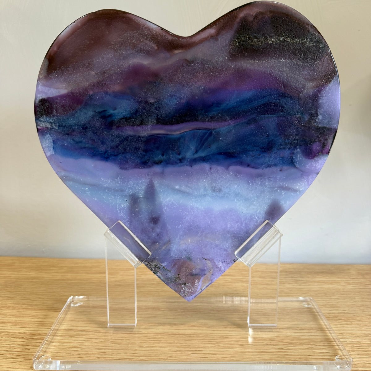 Purple Glass Heart Sculpture