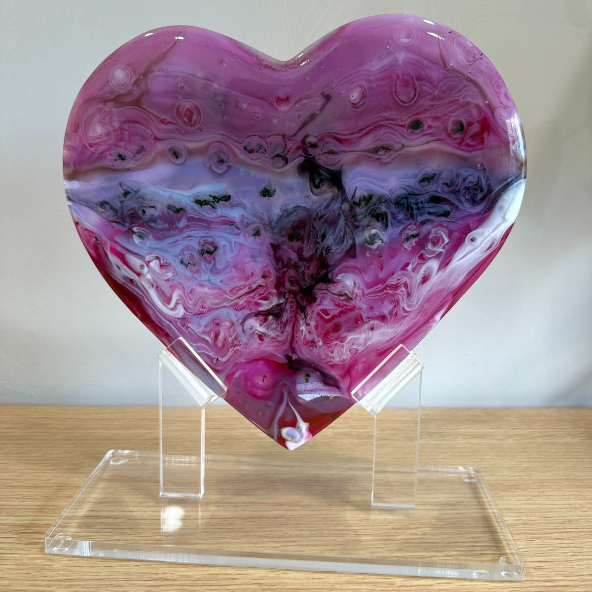 Pink Glass Heart Sculpture