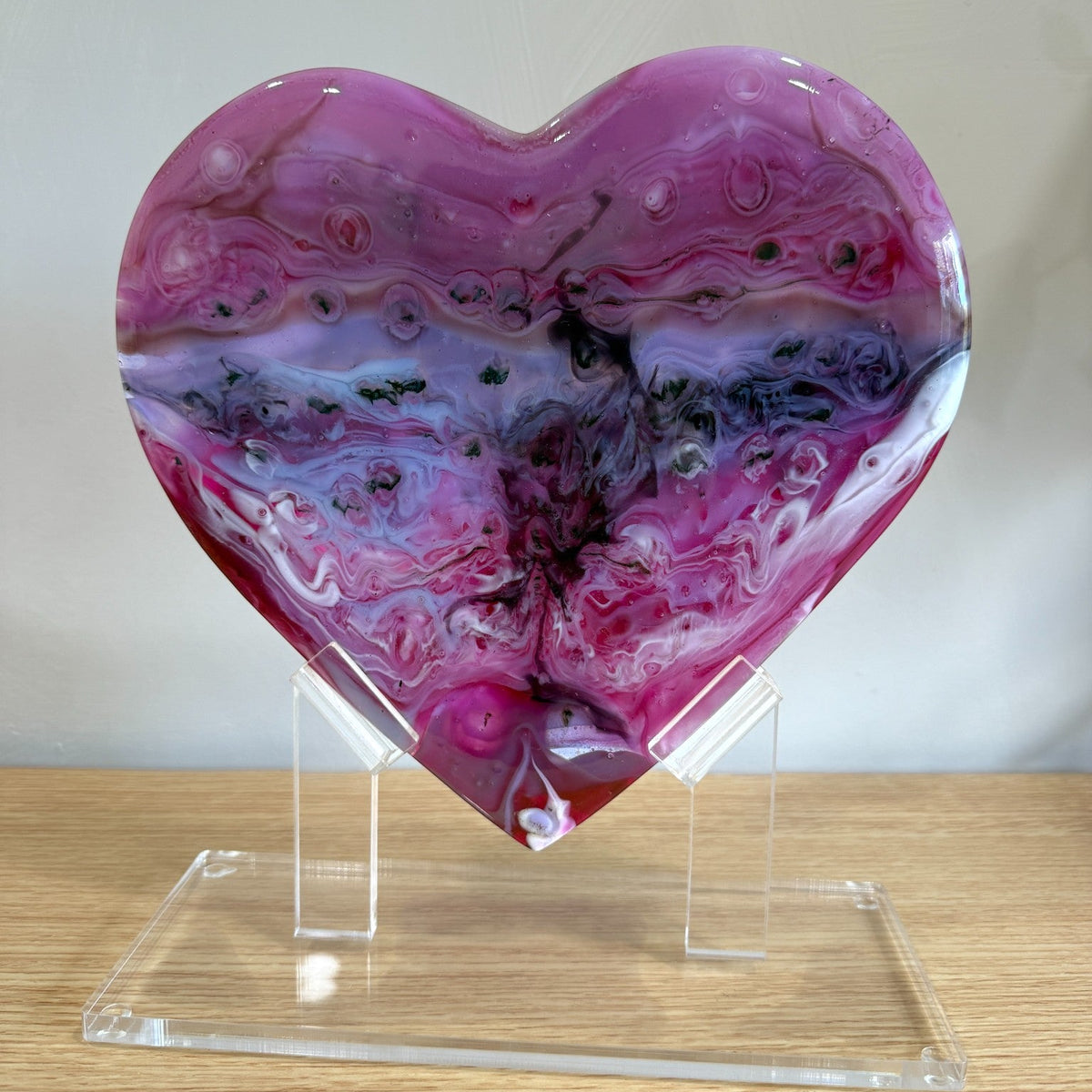 Pink Glass Heart Sculpture