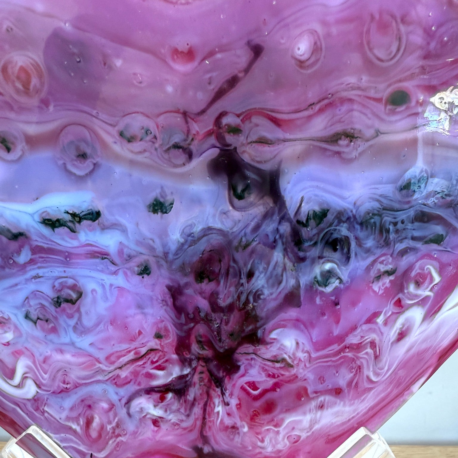 Pink Glass Heart Sculpture