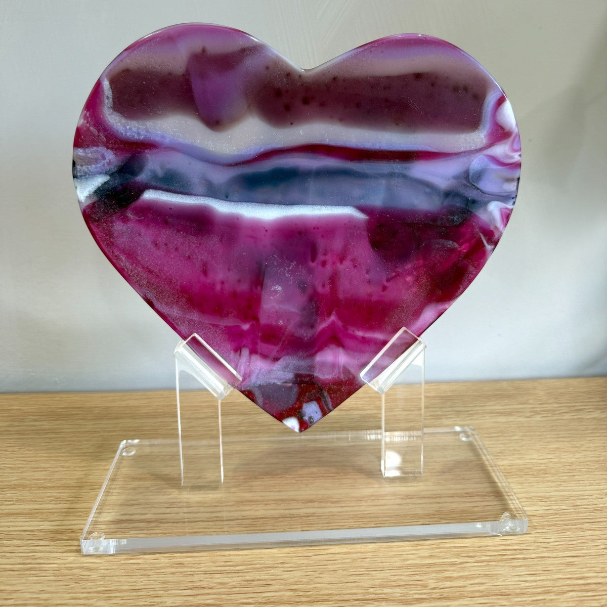 Pink Glass Heart Sculpture