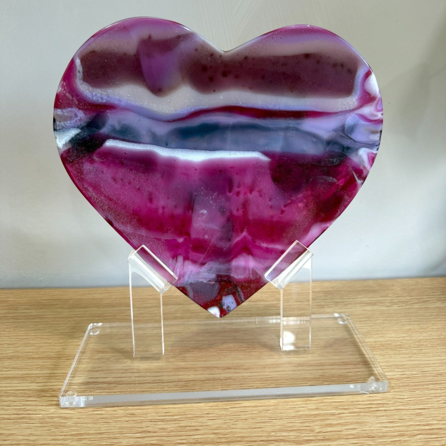 Pink Glass Heart Sculpture