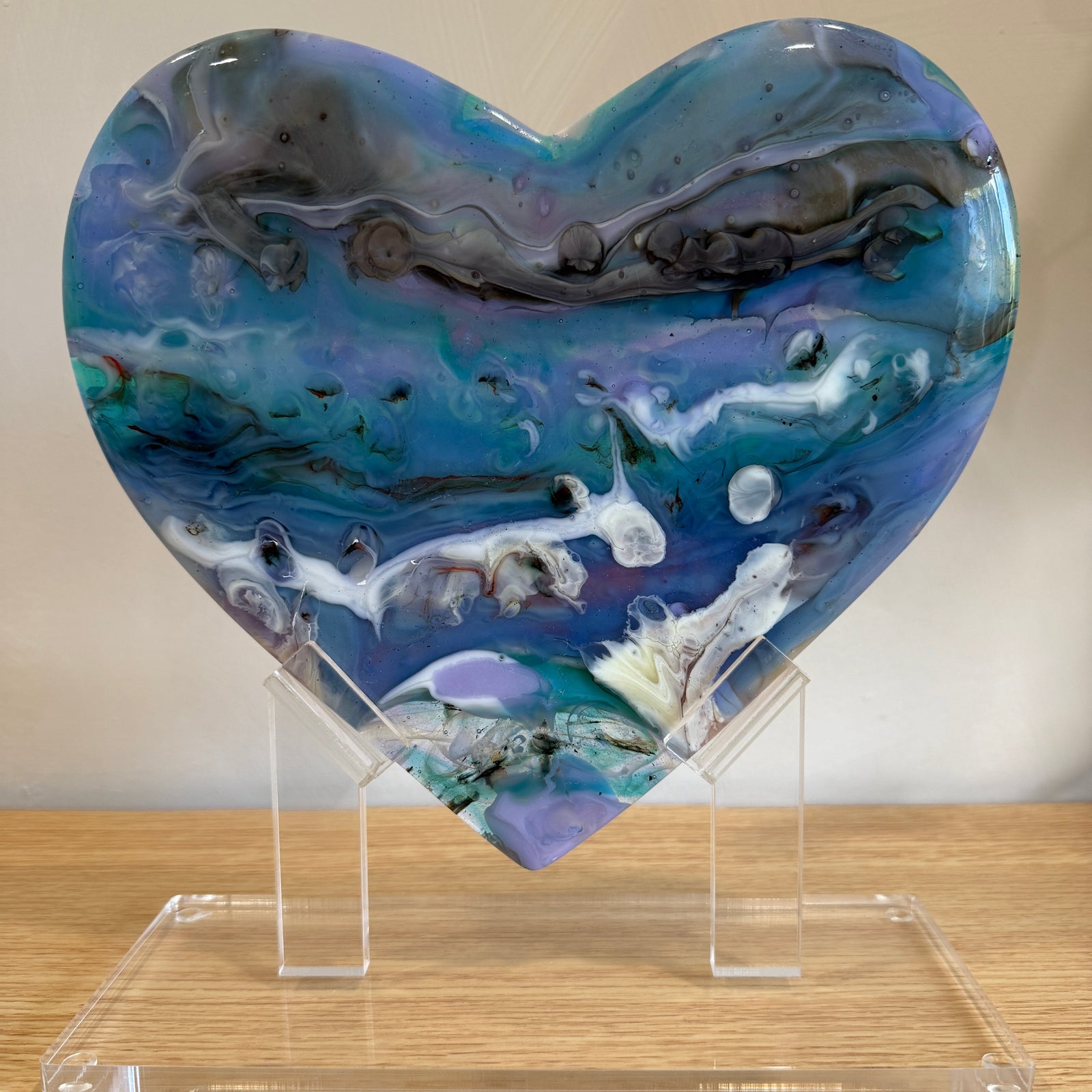 Oceanic Glass Heart Sculpture
