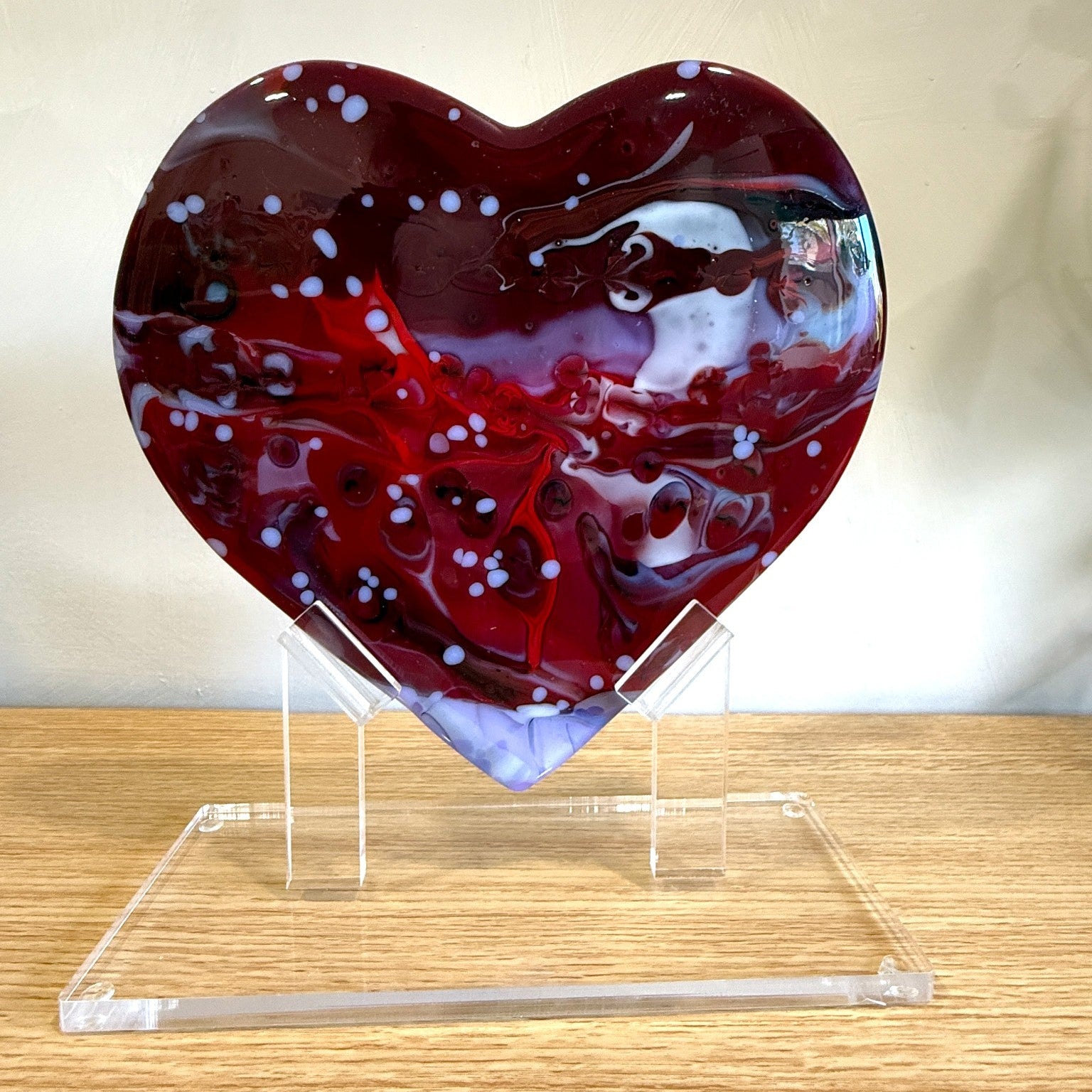Red Glass Heart Sculpture