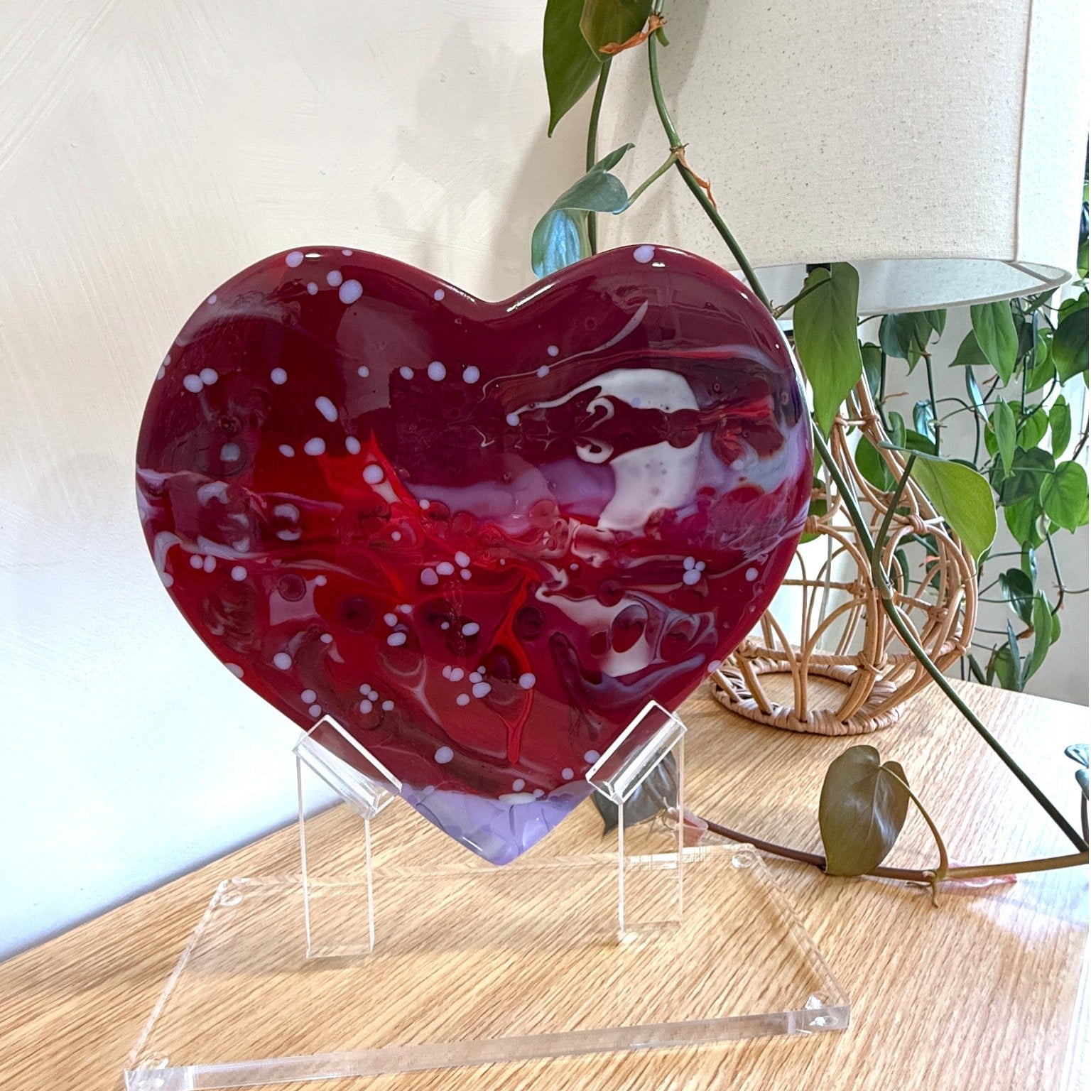 Red Glass Heart Sculpture