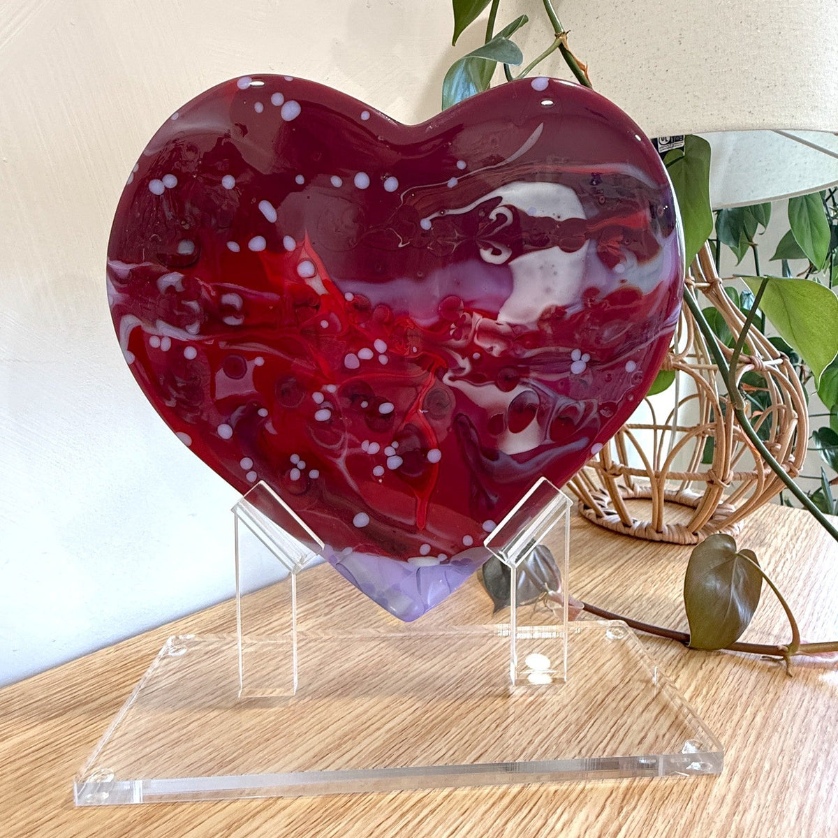 Red Glass Heart Sculpture