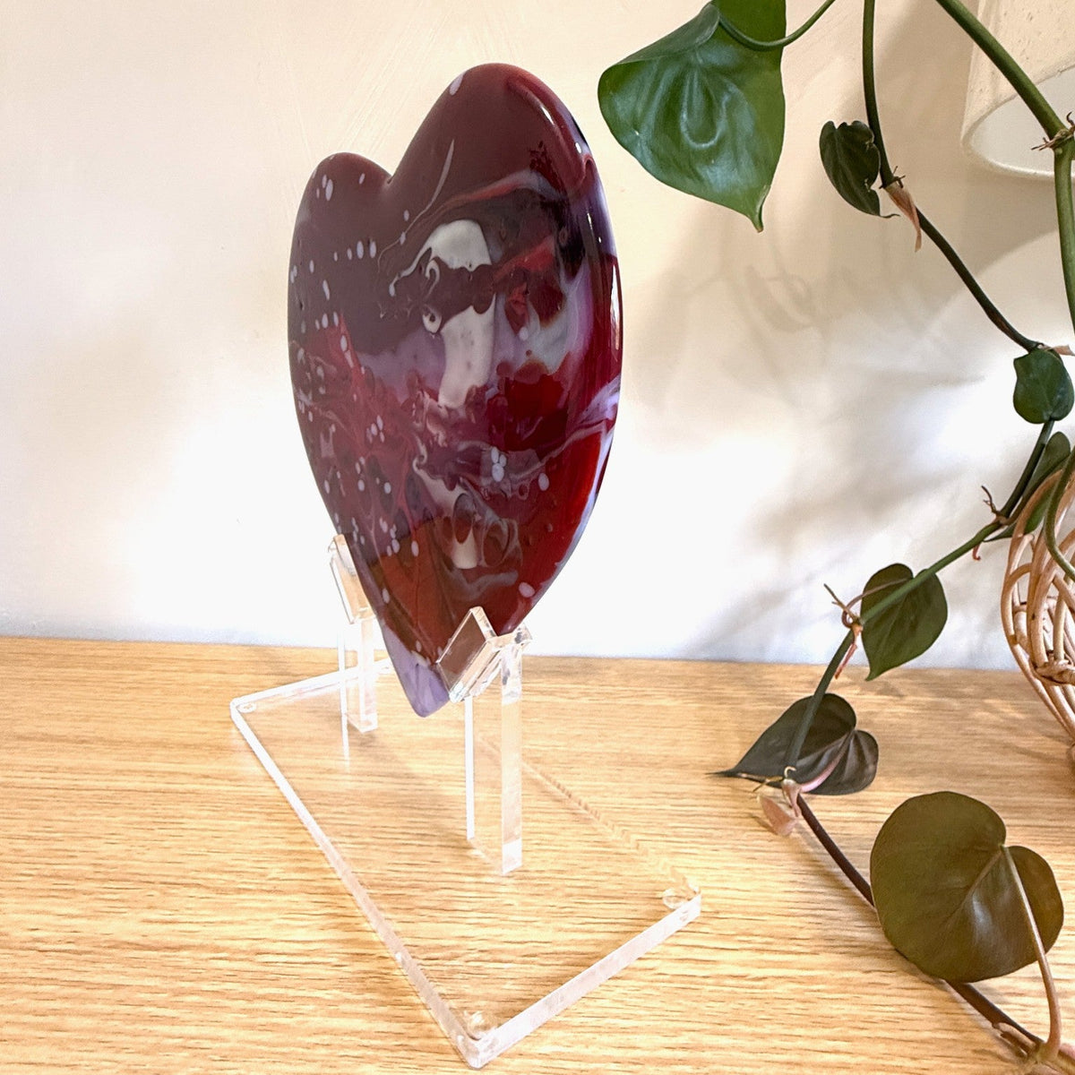 Red Glass Heart Sculpture