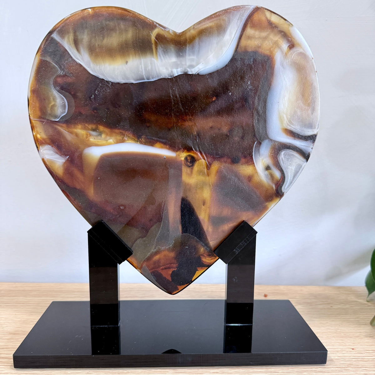Espresso Glass Heart Sculpture