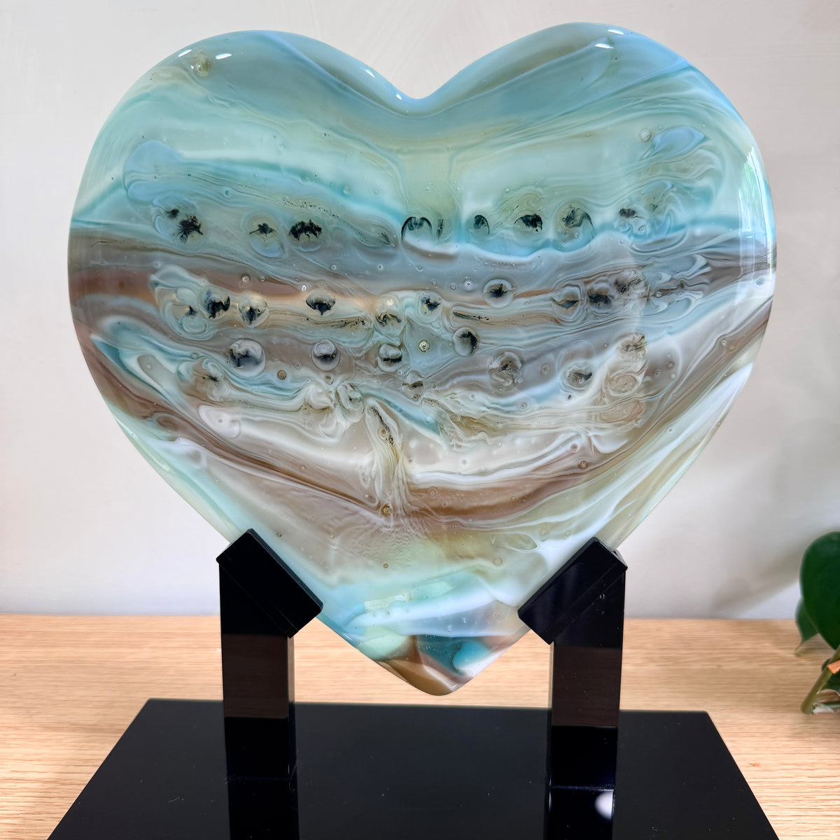 Coastal Glass Heart Sculpture