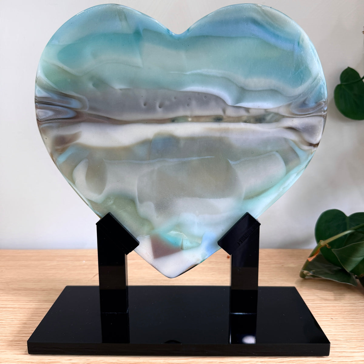 Coastal Glass Heart Sculpture
