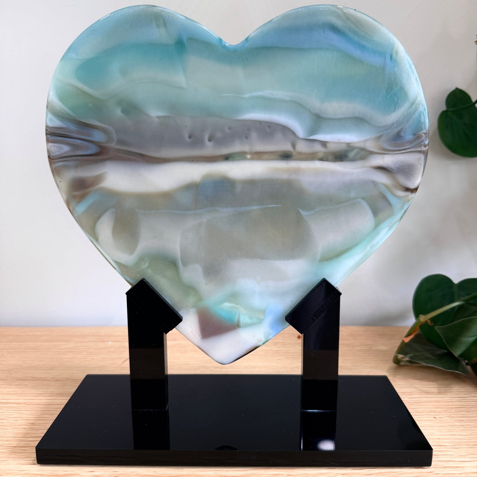 Coastal Glass Heart Sculpture