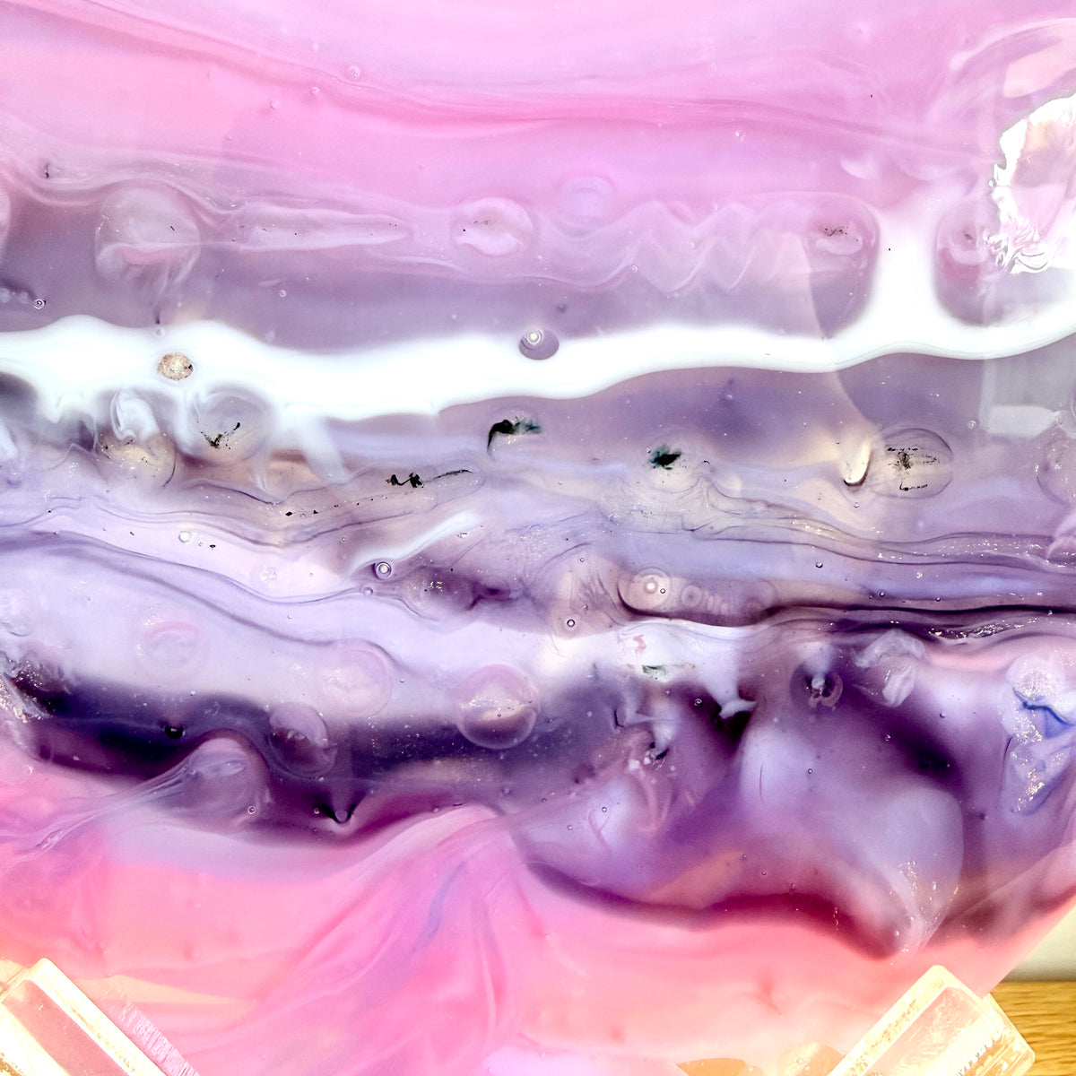 Pink & Purple Glass Heart Sculpture