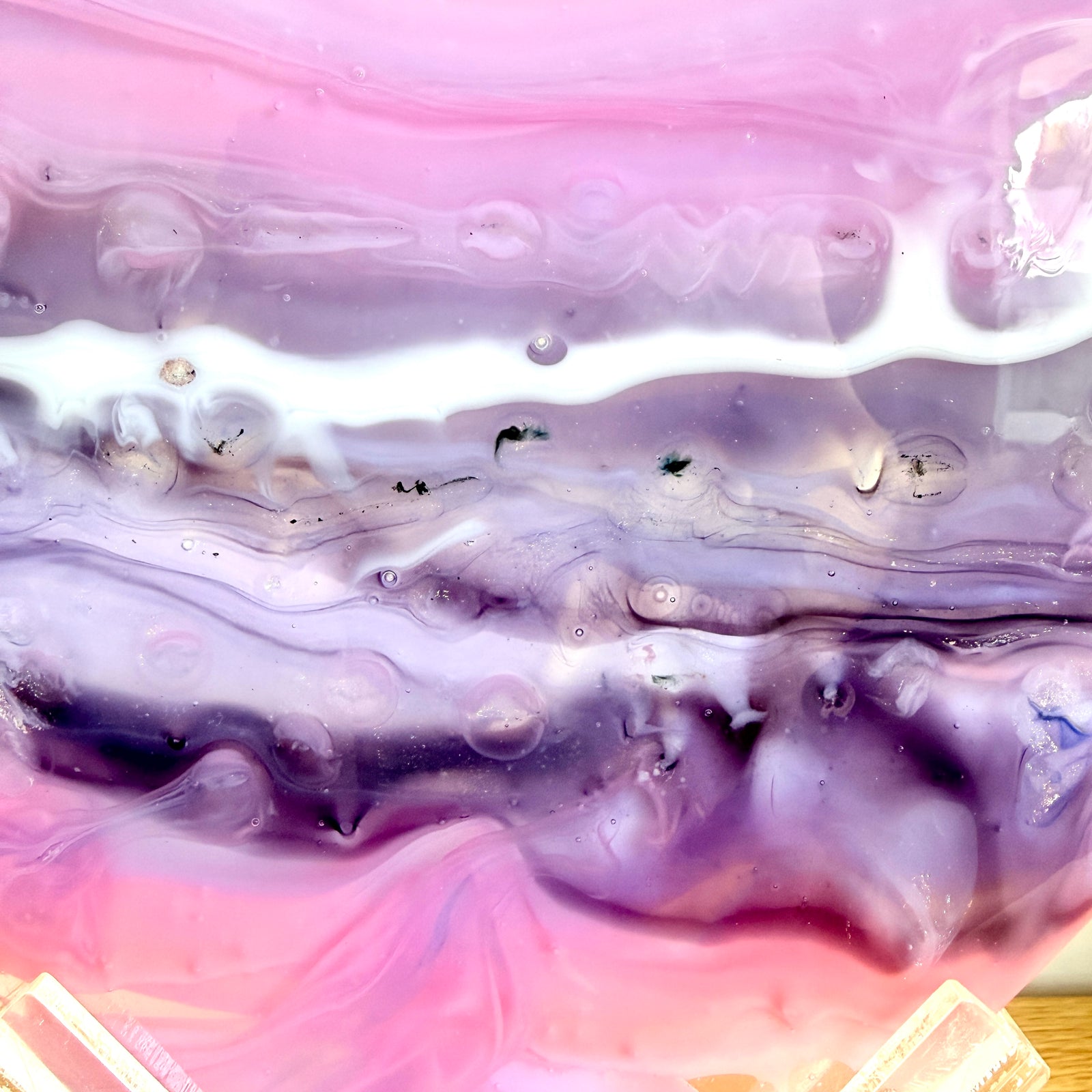 Pink & Purple Glass Heart Sculpture