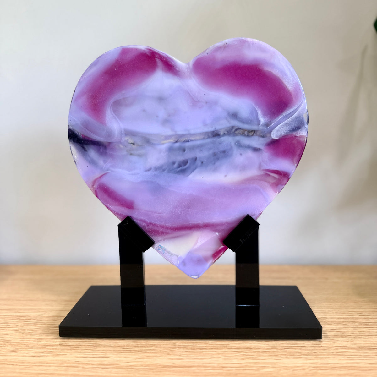 Pink Lavender Glass Heart Sculpture