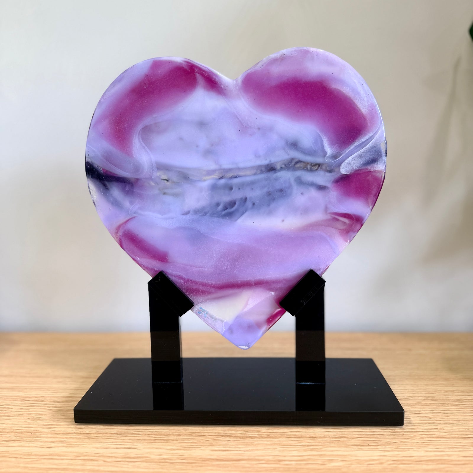 Pink Lavender Glass Heart Sculpture