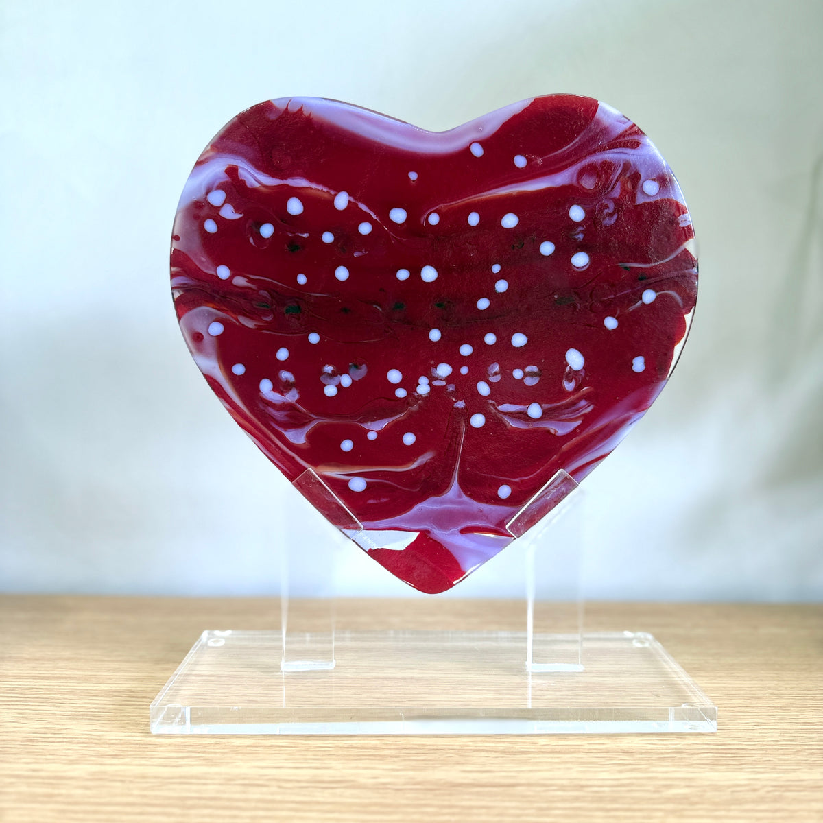 Red Glass Heart Sculpture
