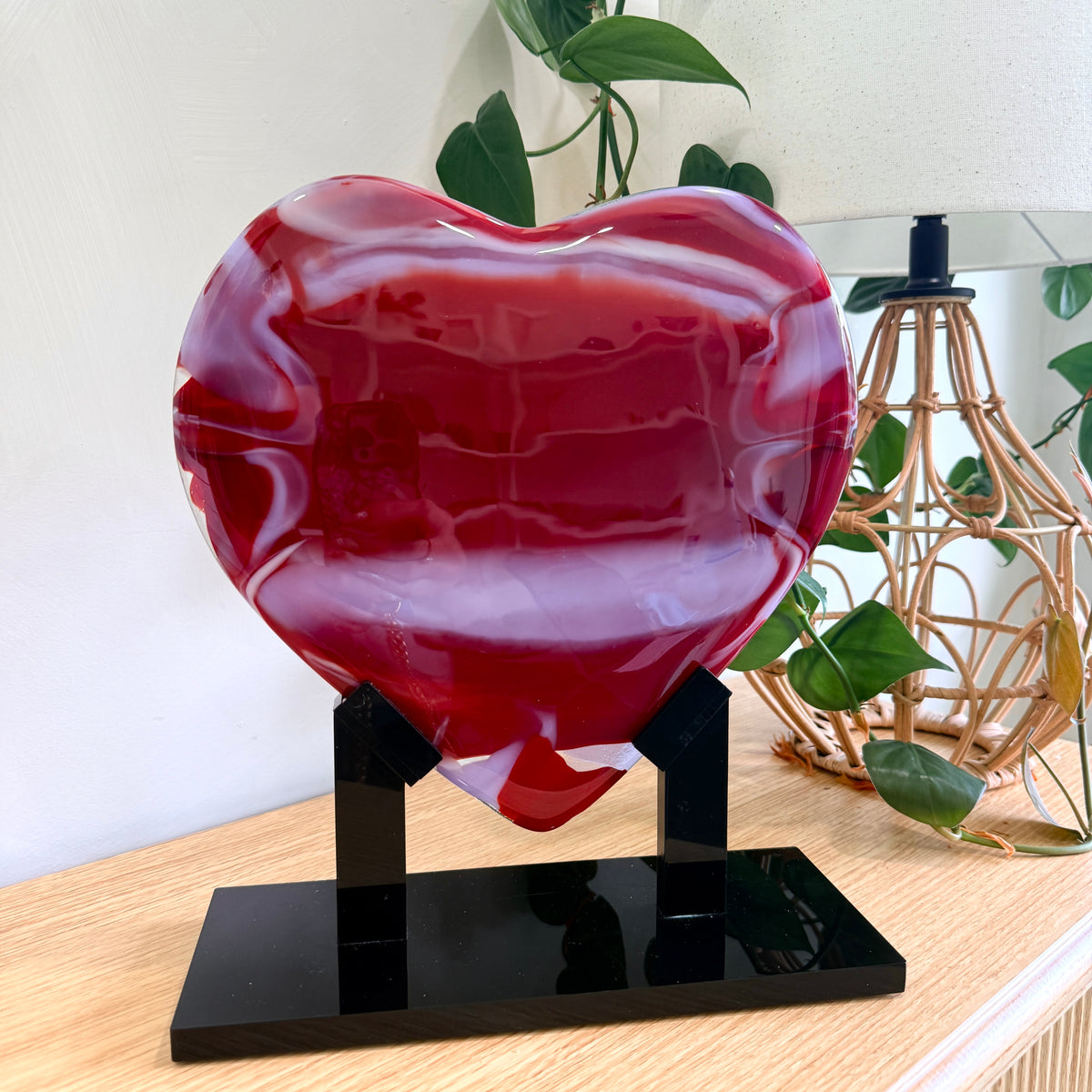 Red Glass Heart Sculpture