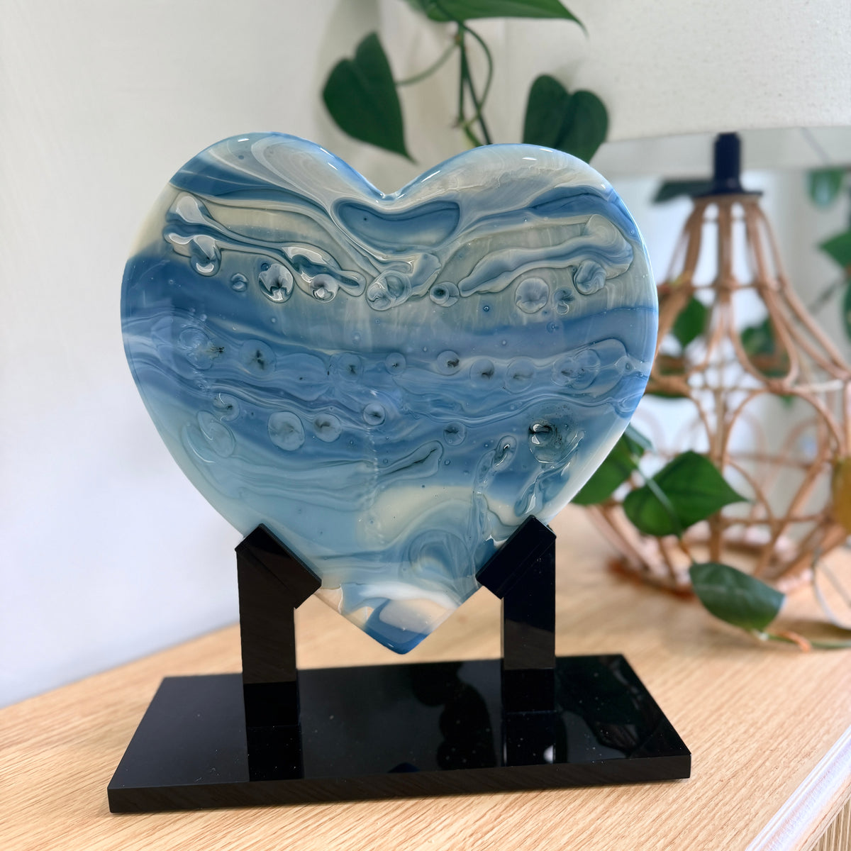 Periwinkle Glass Heart Sculpture