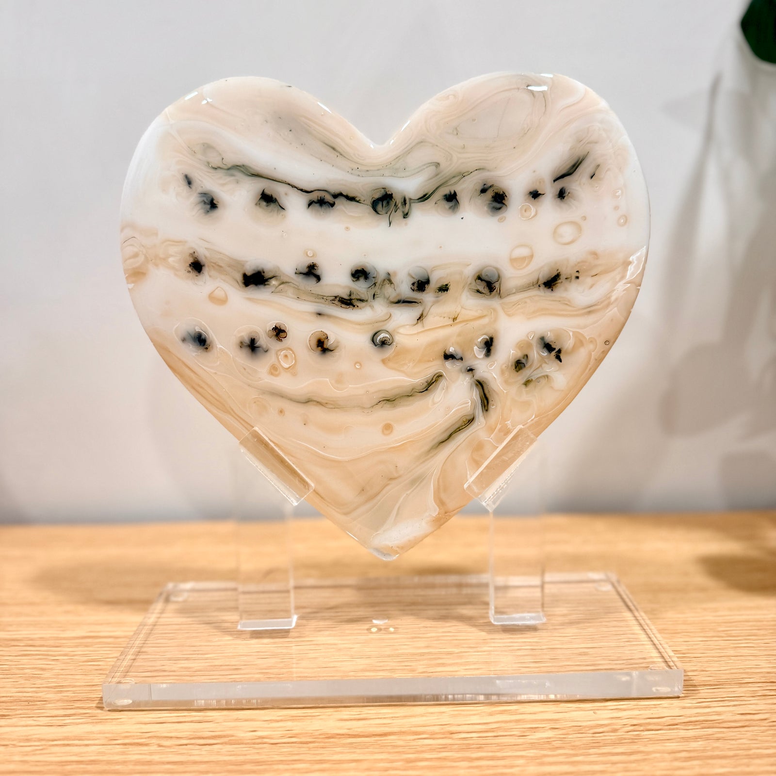 Neutral Glass Heart Sculpture