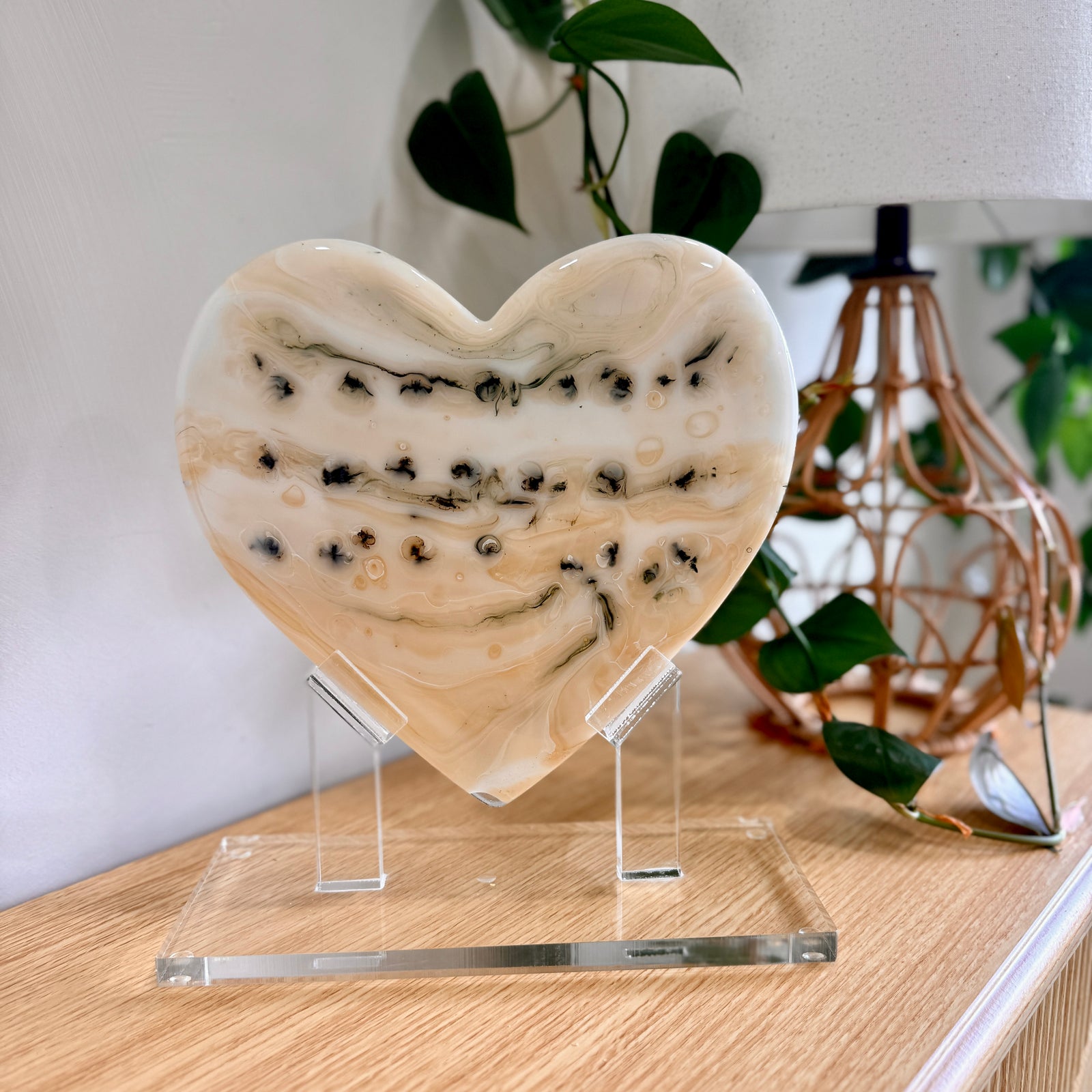 Neutral Glass Heart Sculpture