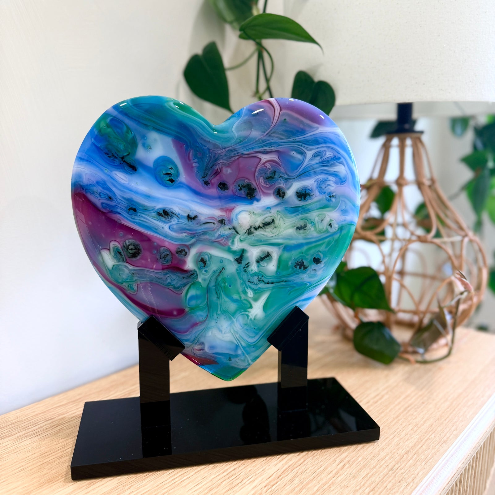 Colorful Glass Heart Sculpture