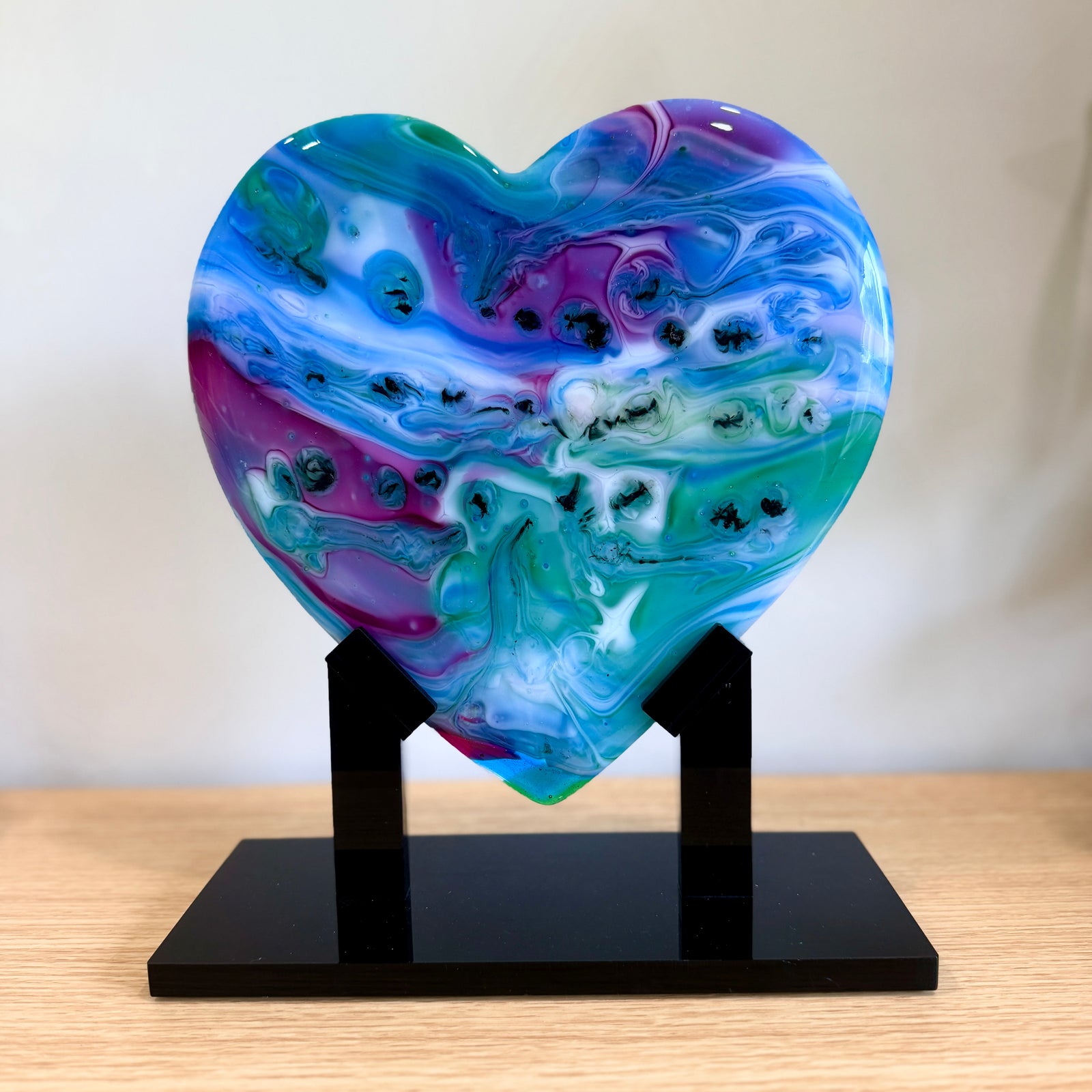 Colorful Glass Heart Sculpture