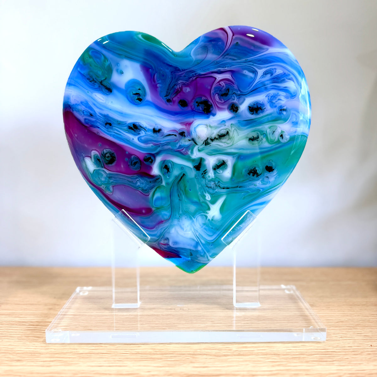 Colorful Glass Heart Sculpture