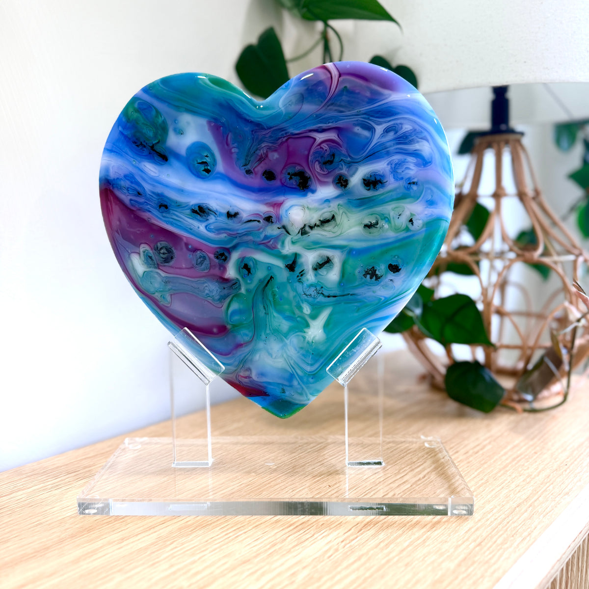 Colorful Glass Heart Sculpture