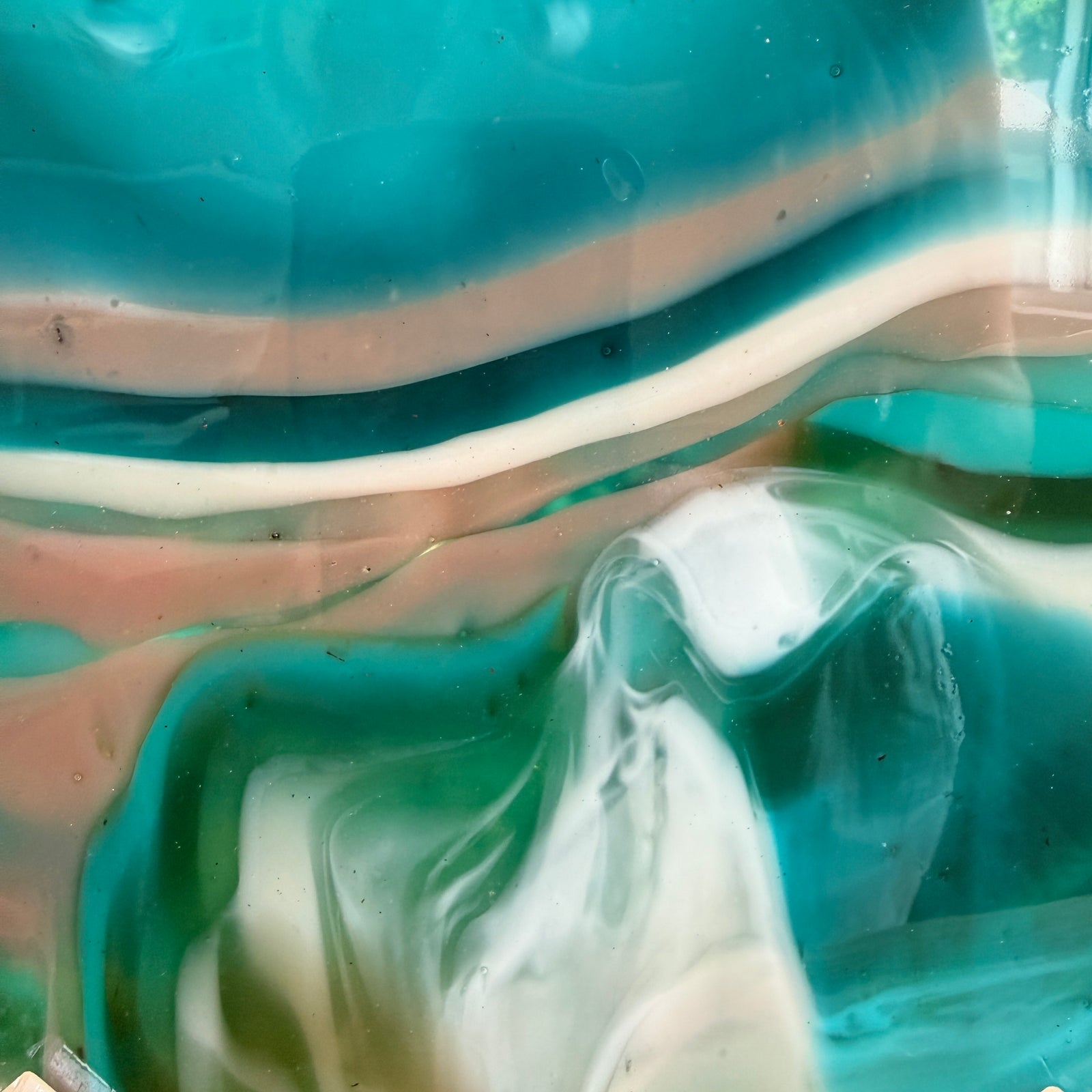 Turquoise Glass Heart Sculpture
